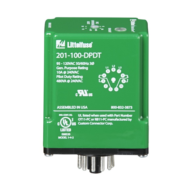 LITTELFUSE 201-200-DPDT IND.CONT.3-PH 11-PIN PLUG-IN VM / 190-240VAC
