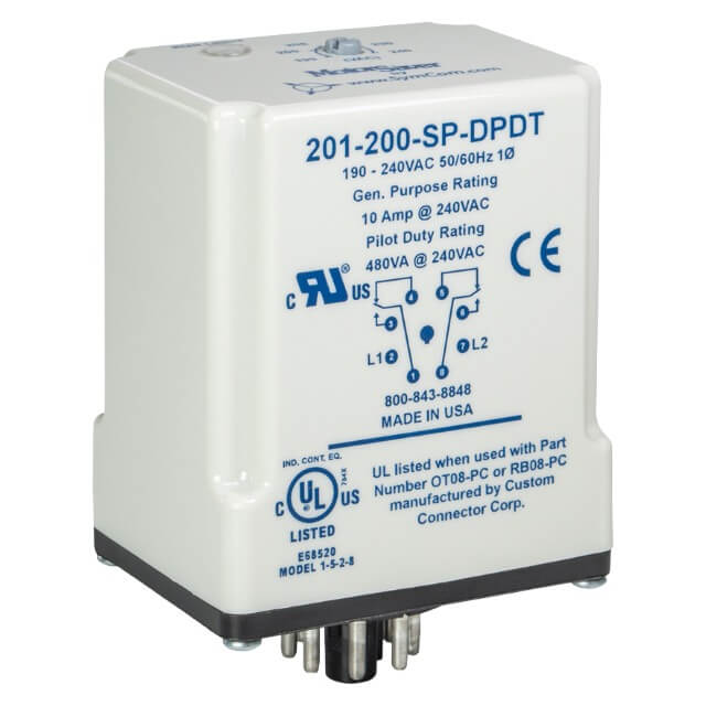 LITTELFUSE 201-200-SP-DPDT IND.CONT.1-PH 8-PIN PLUG-IN VM / 190 - 240VAC