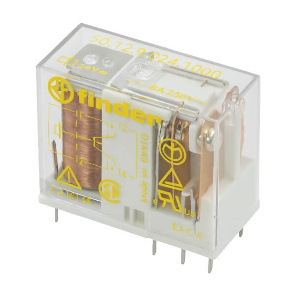 FINDER 50.12.9.024.1000 RELAY SAFETY F.GUIDED 8A 24VDC DPDT (2 Form C)