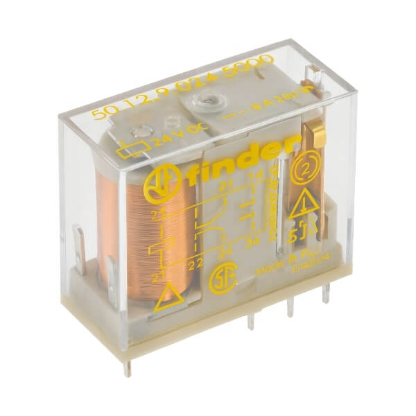 FINDER 50.12.9.024.5000 RELAY SAFETY F.GUIDED 8A 24VDC DPDT (2 Form C)