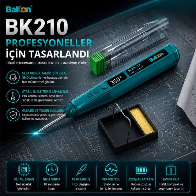 BAKON BK210 ŞARJLI HAVYA BAKON BK210 PORTATİF ŞARJLI ISI KONTRÖLLÜ HAVYA