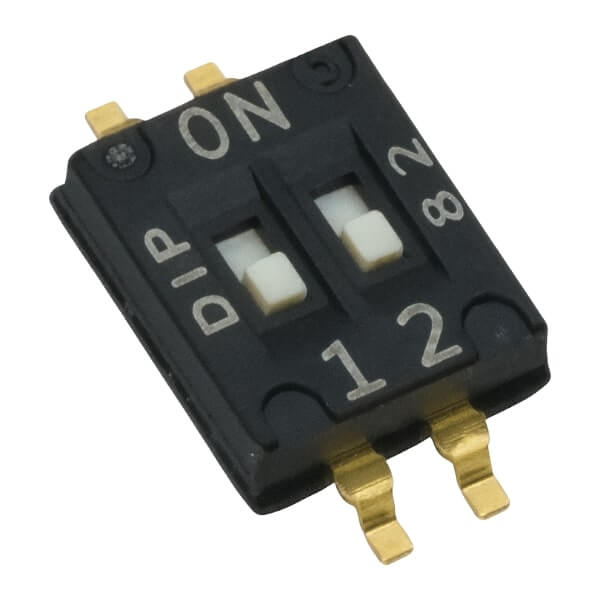 SWITCH DIP 2 Pos. SPST 25mA 24VDC SMT V/T - DHN-02F-V