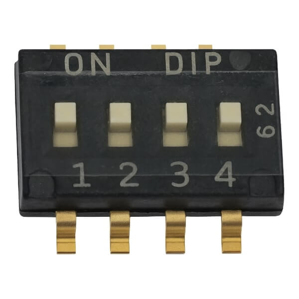 SWITCH DIP 4 Pos. SPST 25mA 24VDC SMT V/T - DHN-04-V