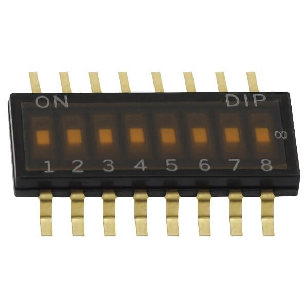SWITCH DIP 8 Pos. SPST 25mA 24VDC SMT V/T - DHNF-08F-T-V