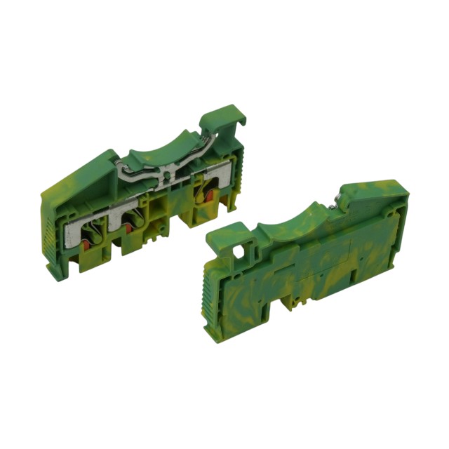 DIN RAIL T.B.6mm² PUSH-IN GREEN-YELLOW 1IN2OUT - DS6-TW-PE-01P-1C-00AH