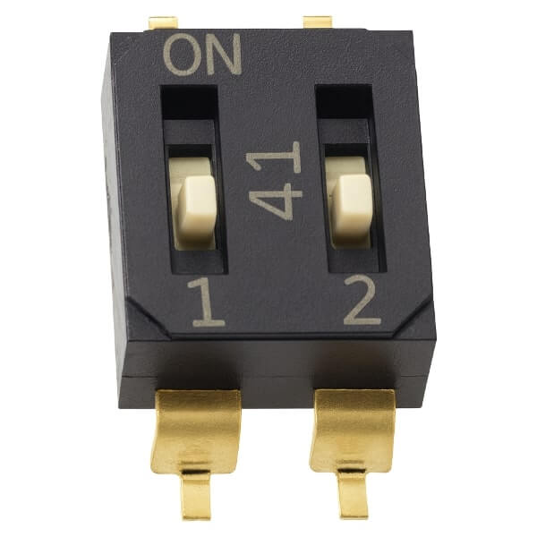 SWITCH DIP 2 Pos. SPST 25mA 24VDC SMT V/T - EM-02-V-T/R