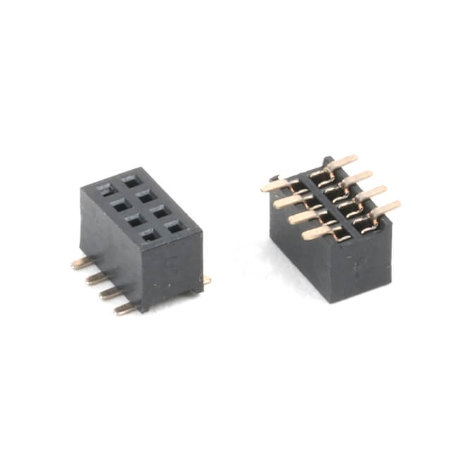FEMALE HEADER 8PIN(2x4) 1.27mm SMT V/T W/POST+CAP - L-KLS1-208C-3.4-2-08-T3-