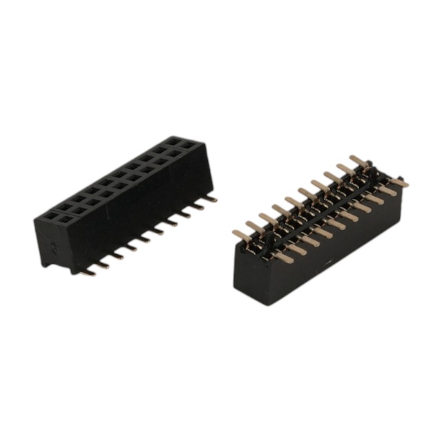 FEMALE HEADER 10PIN(2x5) 1.27mm SMT V/T W/POST+CAP - L-KLS1-208C-3.4-2-10-T3-