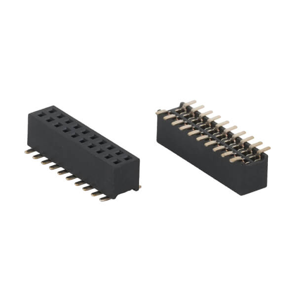 FEMALE HEADER 20PIN(2x10) 1.27mm SMT V/T W/O POST+ - L-KLS1-208C-3.4-2-20-T-3