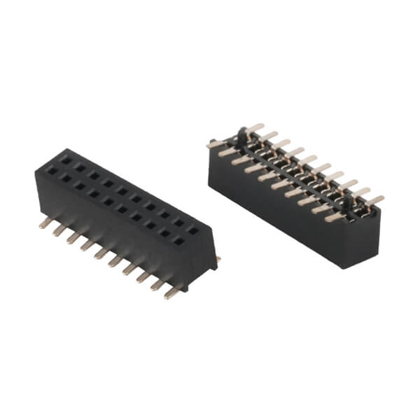 FEMALE HEADER 20PIN(2x10)1.27mm SMT V/T W/POST+CAP - L-KLS1-208C-3.4-2-20-T3-