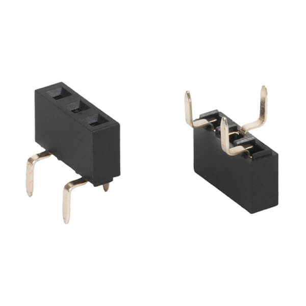 FEMALE HEADER 3PIN(1x3)2.54mm THT V/T BOTTOM ENTRY - L-KLS1-208Y-5.0-1-03-W2-