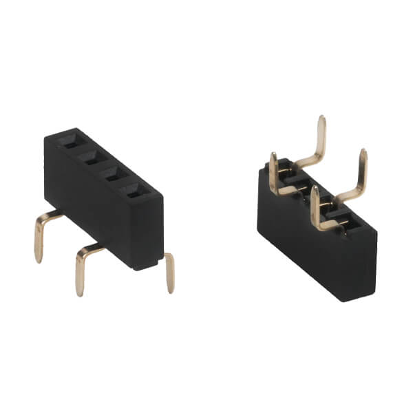 FEMALE HEADER 4PIN(1x4)2.54mm THT V/T BOTTOM ENTRY - L-KLS1-208Y-5.0-1-04-W2-