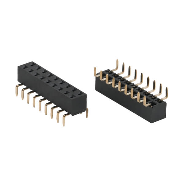 FEMALE HEADER 18PIN(2X9) 2.54MM THT V/T 8x7.62 TUB - L-KLS1-208Y-5.0-2-18-W-8