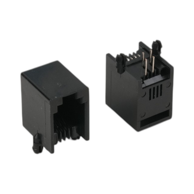 MODULAR JACK THT R/A 4P4C (RJ9,RJ10,RJ22) BLACK - L-KLS12-123-4P4C-W/O-101