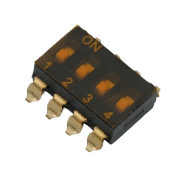 SWITCH DIP 4 Pos. SPST 25mA 24VDC SMT V/T - L-KLS7-KLR-04-N-10