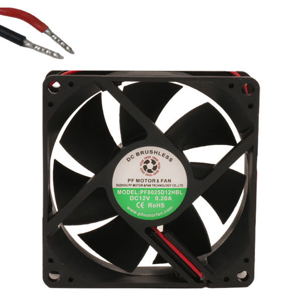 FAN 80x80x25MM 12V 0.20A 2.40W 3500RPM BB 2WIRE - PF8025D12HBL