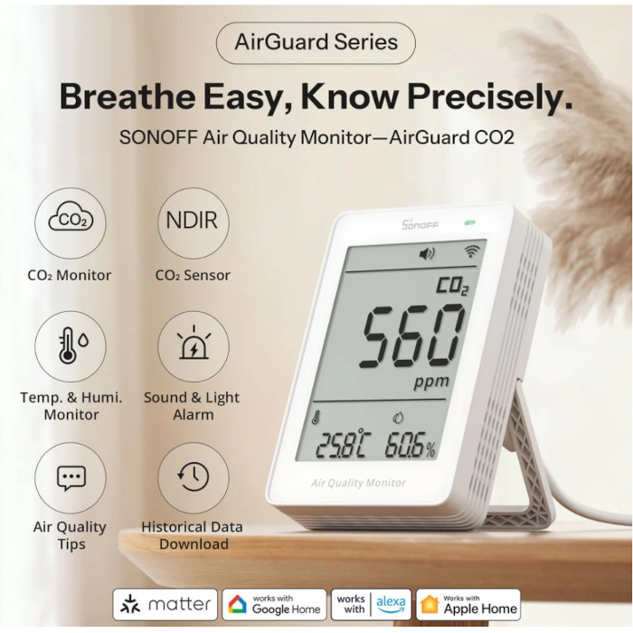 SONOFF SAWF-08P SONOFF AirGuard CO2 Matter Over Wi-Fi Air Quality