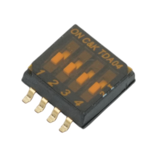 SWITCH DIP 4 Pos. SPST 25mA 24VDC SMT V/T - TDA04H0SB1