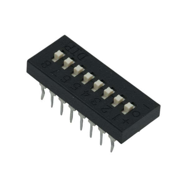 SWITCH DIP 8 Pos. SPDT 25mA 24VDC THT V/T - TDS-08-V