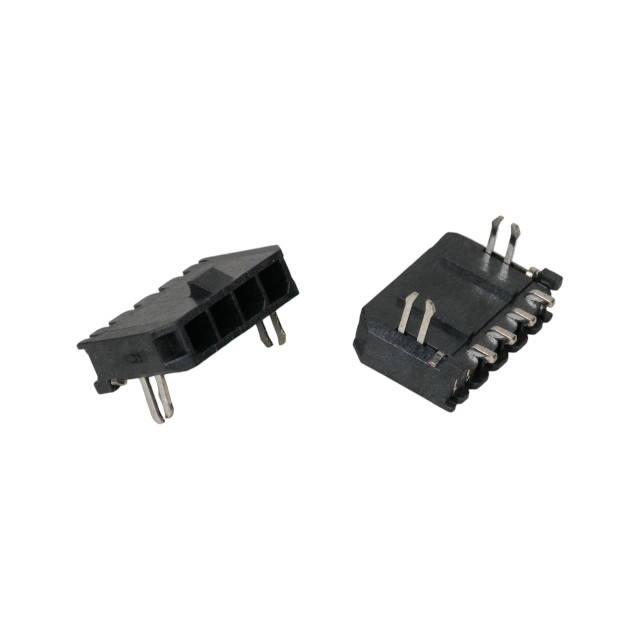 CON.T.B.3.00MM 4PIN(1X4) MALE SMT R/A W.FORK BLACK - W4230-04PSCTBRR